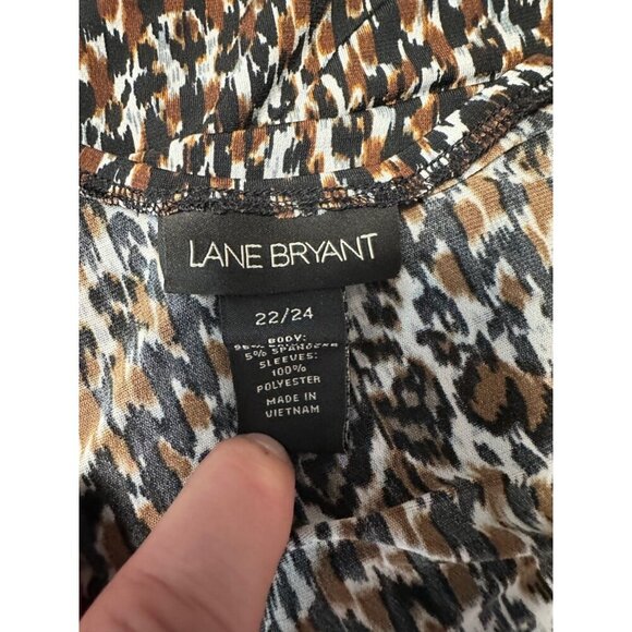 Lane Bryant Cheetah Zigzag Square Neck Elastic Sleeves Top Womens Size 22/24 - Picture 5 of 8